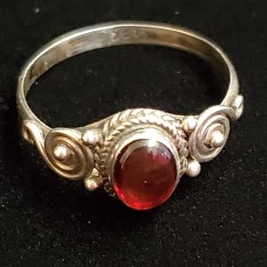 Sterling silver garnet ring